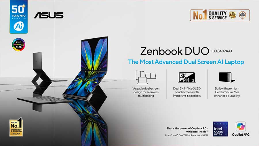 ASUS Zenbook DUO (UX8407) Copilot+ PC Hadir: Menjawab Kebutuhan Produktivitas dengan Ditenagai Prosesor Core Ultra Terbaru