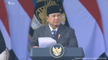 Foto: Presiden Prabowo Subianto di Hari Bhayangkara ke-80. (YouTube Setpres)